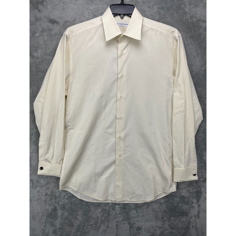 Gruppo Damiani Men's‎ Dress Shirt 16 EU 41 Yellow French Cuffs Made in Italy